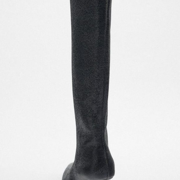 ZARA SHINY KNEE HIGH HEELED BOOTS - Picture 10 of 10